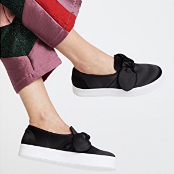 1447. Worn Twice - Rebecca Minkoff Stacey Satin Black Bow Sneakers - Picture 3 of 12